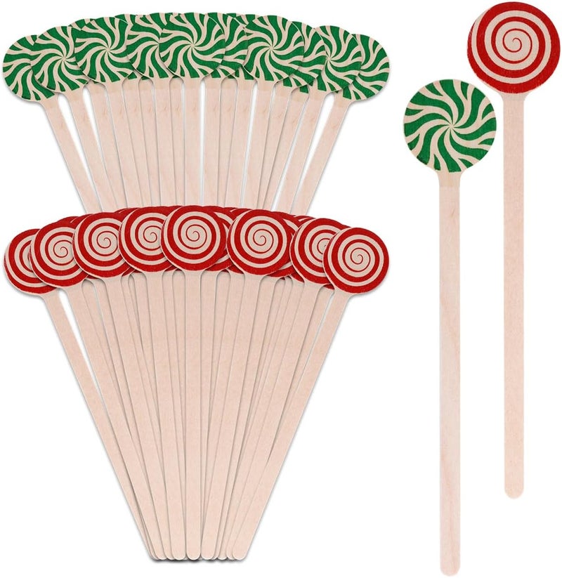 mifengda 120Pcs Christmas Coffee Stir Sticks Wooden Cocktail Stirrers Disposable Drink Stirrers Round Wooden Milk Stirrers 6 Inch Christmas Wooden Stir Sticks for Coffee Beverages Cocktail Chocolate Hot Drinks - Image 2